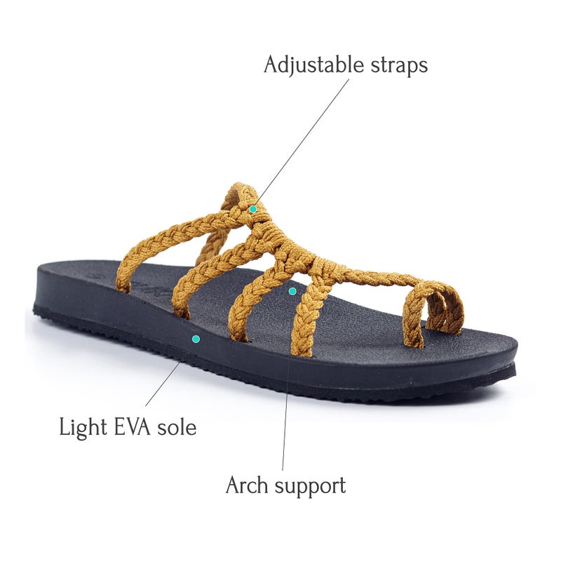 Plaka Relief Flip Flops for Women with Arch Support | Comfy Sandals for Women | Perfect for the Beach, Long Walks or Poolside | Reduces Heel & Back Pain | Yellow | Size 9 - Image 2